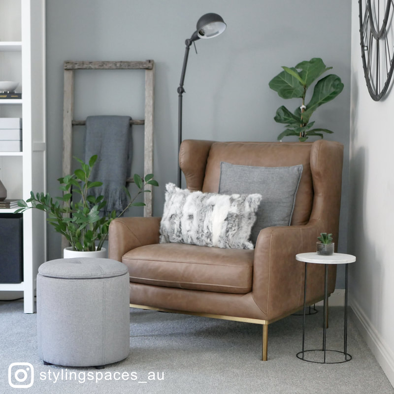 Living Room Nook featuring the Freedom Cooper leather armchair